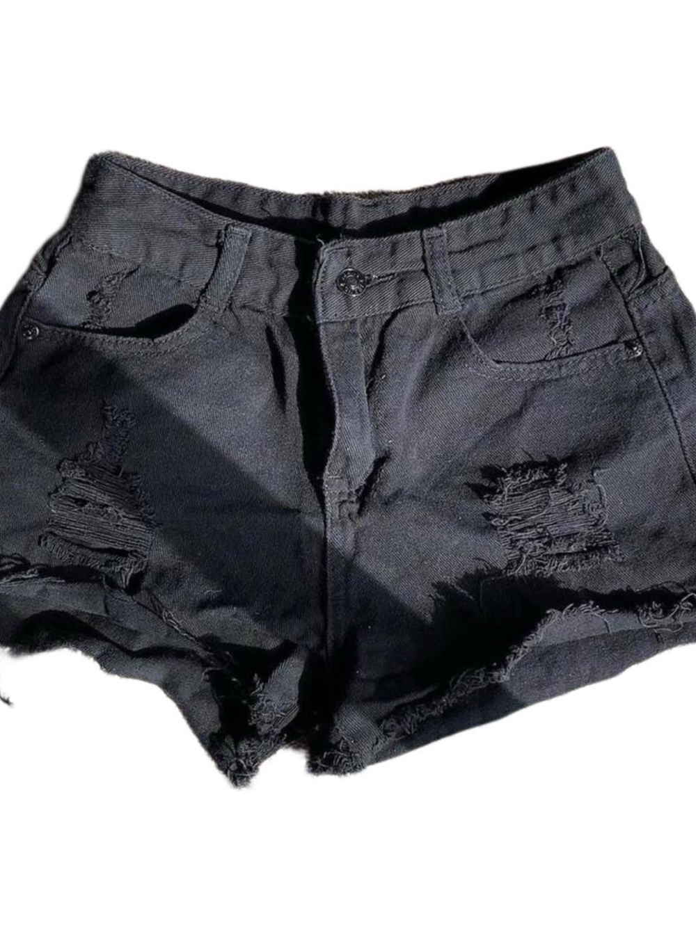 3 For $25 SHEIN Black Distressed High-Waisted Denim Shorts - Size M